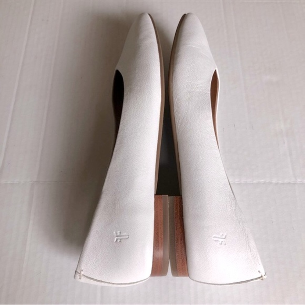 Frye Womens Dana white Square-toe Leather Heel Ballet Flats Shoes 9 - Picture 9 of 12